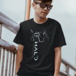 Black Slim Halo Logo T-Shirt