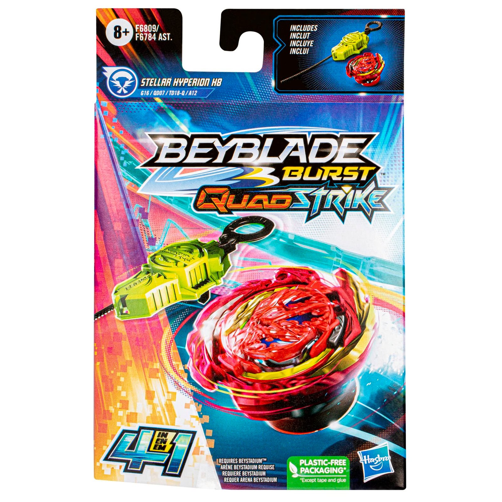 91-q0jqgHYL.jpg Beyblade Burst Quadstrike - Stellar Hyperion (including Launcher) - Image 1