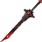 Genshin Impact Fantasy Foam Sword Wolf Gravestone, Black and Red High Density Foam for Cosplay and Collection