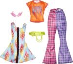 Barbie: Fashions 2 Pack - Rock Theme Love T-shirt, Check Flared Pants and Flames Print Dress - Image 2