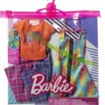 Barbie: Fashions 2 Pack - Rock Theme Love T-shirt, Check Flared Pants and Flames Print Dress