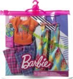 Barbie: Fashions 2 Pack - Rock Theme Love T-shirt, Check Flared Pants and Flames Print Dress