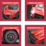 RC Sports Car with Steering Wheel, Brake, Accelerator Emulator 35 cm - Scale 1:12 High Speed Lamborghini RC Car - Image 2