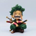 Anime One Piece Roronoa Zoro Smiling face Sitting Action Figure Toys