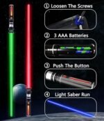 Light Sabers for 2 Pack Colors LED Expandable Dual Light Swords Set with Sound (Motion Sensitive), Star Wars Lightsaber - Image 2