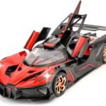 Bugatti Bolide Sports Model Car 1:32 LJX Alloy Pull Back Toy Car with Sound and Light (Red)
