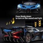 Bugatti Bolide Sports Model Car 1:32 LJX Alloy Pull Back Toy Car with Sound and Light (Blue) - Image 2
