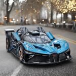 Bugatti Bolide Sports Model Car 1:32 LJX Alloy Pull Back Toy Car with Sound and Light (Blue) - Image 3