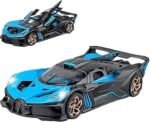 Bugatti Bolide Sports Model Car 1:32 LJX Alloy Pull Back Toy Car with Sound and Light (Blue)