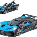 Bugatti Bolide Sports Model Car 1:32 LJX Alloy Pull Back Toy Car with Sound and Light (Blue)
