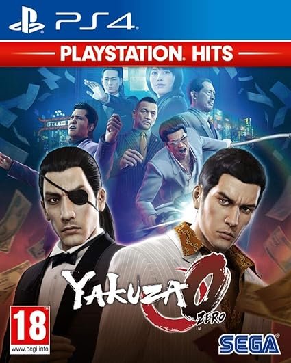 Yakuza 0 PlayStation Hits PS4 game cover featuring Kazuma Kiryu and Goro Majima