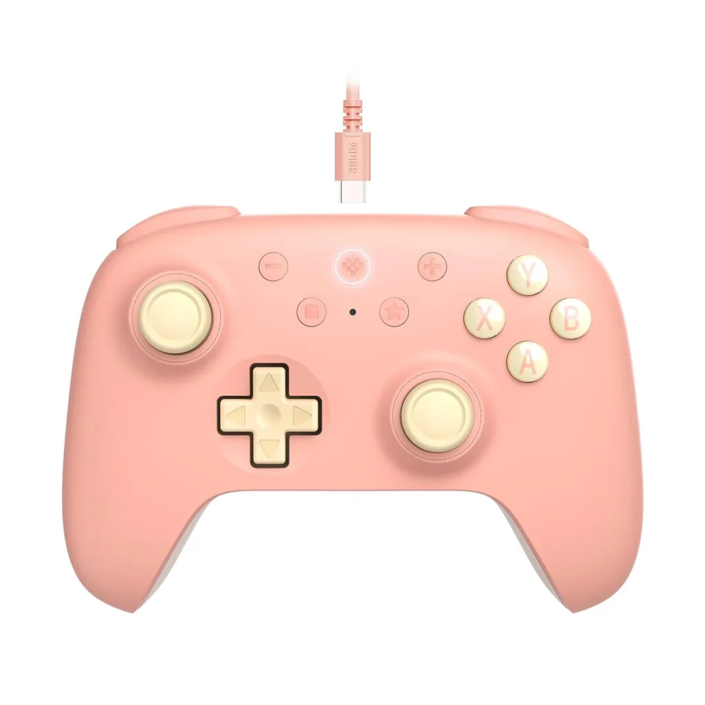 8BitDo Ultimate 2C Peach wired controller with pastel design