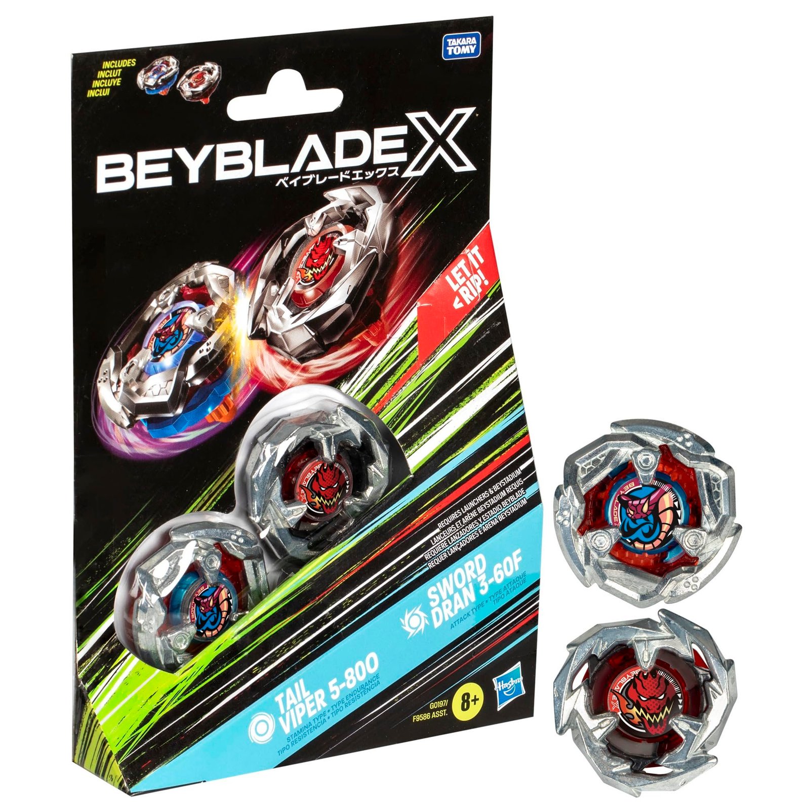 1000075720.jpg Beyblade X: Tail Viper 5-80O and Sword Dran 3-60F Spinning Top Dual Pack - Image 1