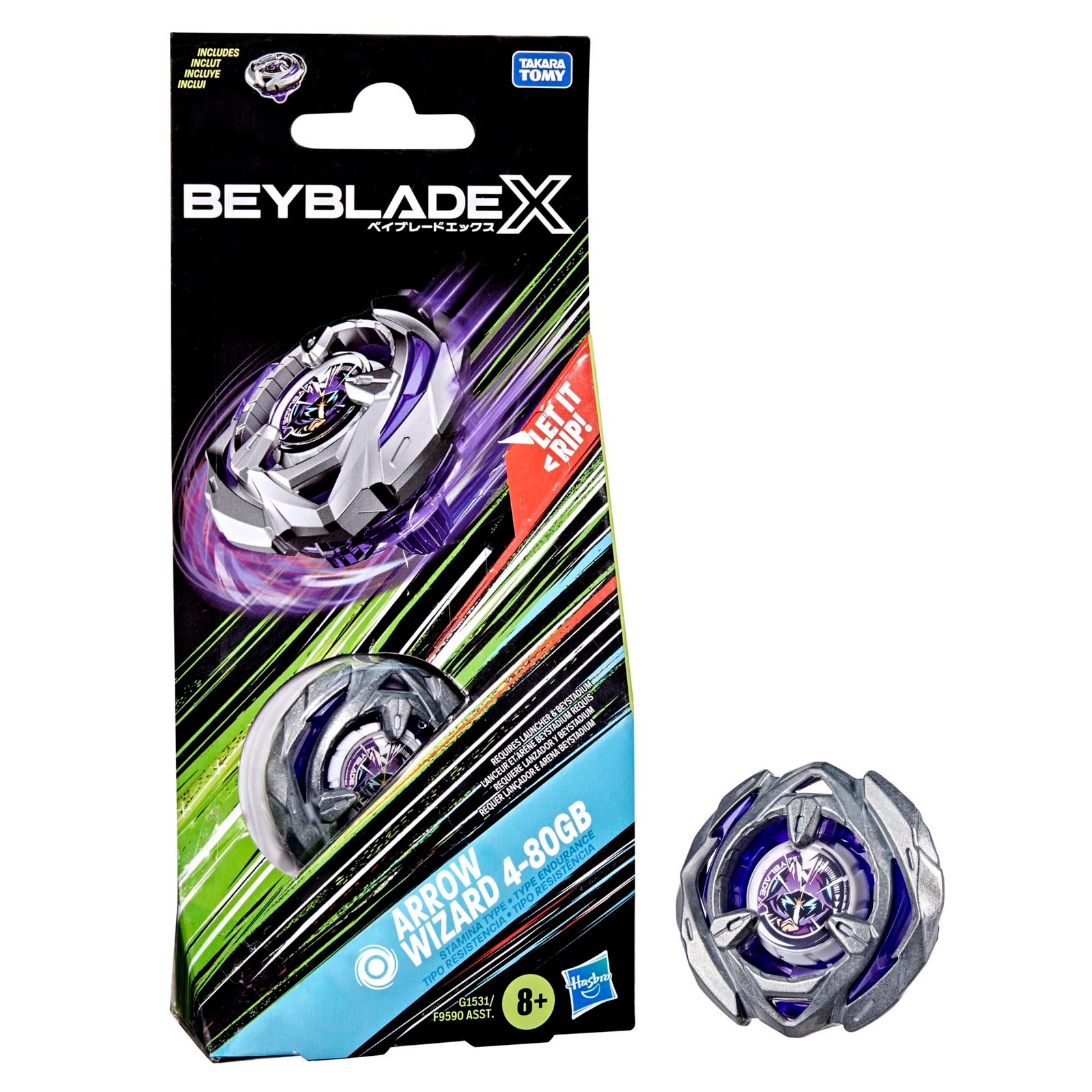 1000075829.jpg Beyblade X: Arrow Wizard 4-80GB Booster Pack - Image 1