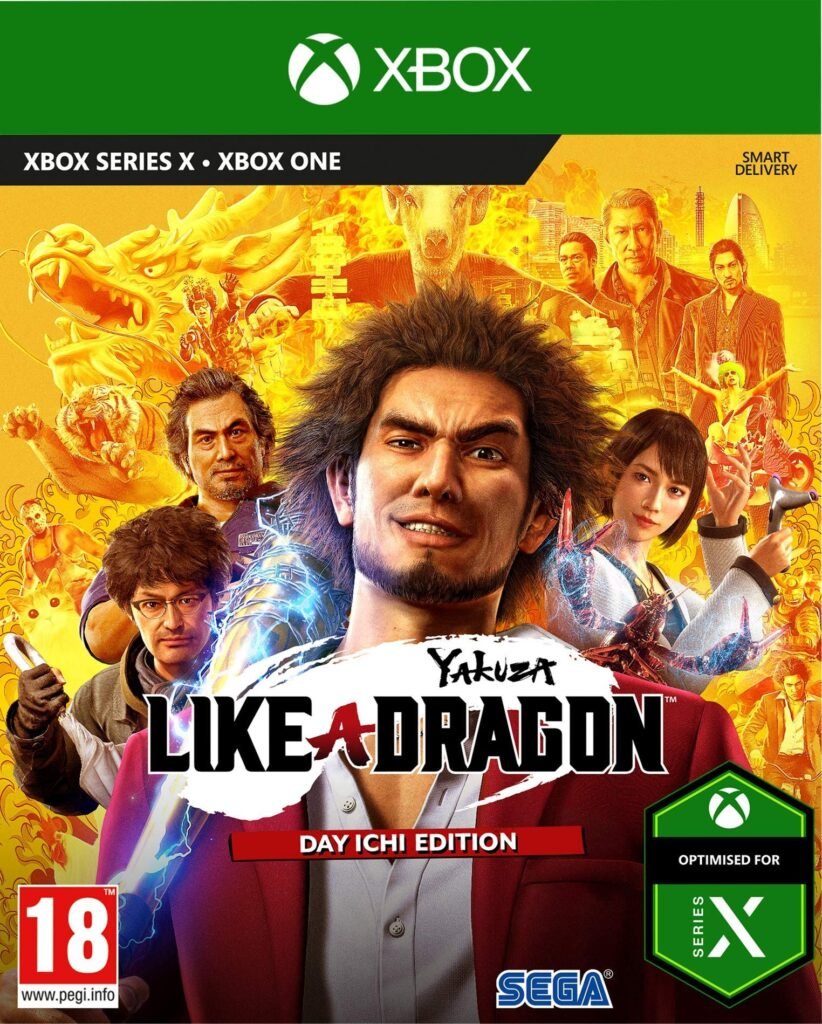 Yakuza Like a Dragon Day Ichi Edition video game box art for Xbox Series X and Xbox One.
