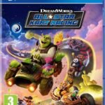 DreamWorks All-Star Kart Racing PS4 game box art featuring Shrek and other characters driving karts on a track.