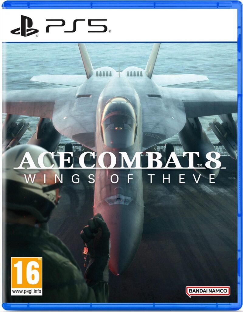 Ace Combat 8 Wings of Theve PS5 video game box art featuring a fighter jet and pilot.
