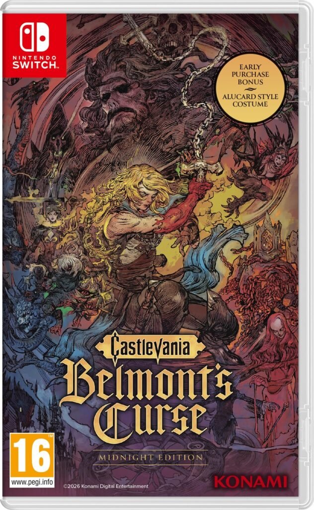 Castlevania Belmonts Curse Midnight Edition Nintendo Switch physical game box art.