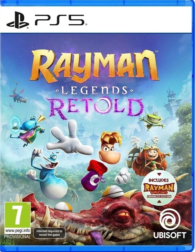 Rayman Legends Retold for PlayStation 5 game cover featuring Rayman and characters.