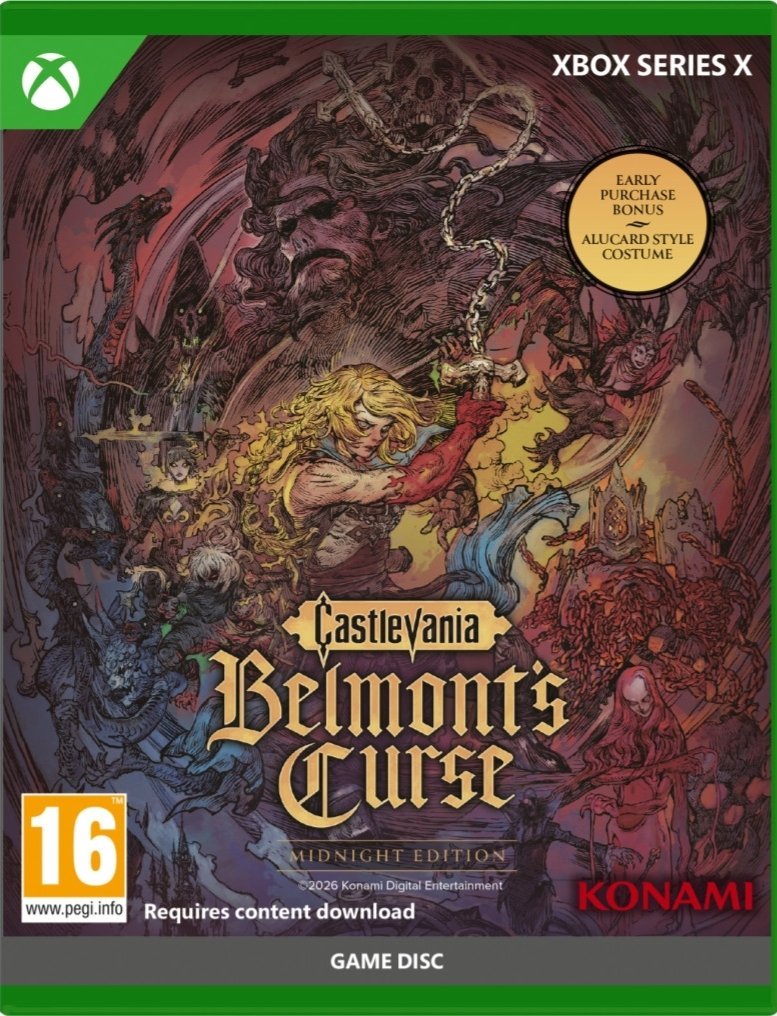 Castlevania Belmonts Curse Midnight Edition for Xbox Series X game case cover.