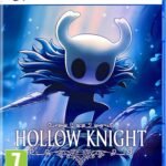 Hollow Knight physical video game case for PlayStation 5 featuring the main character against a blue background.