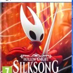 Hollow Knight Silksong PS5 game box art showing Hornet holding a needle against an orange background.