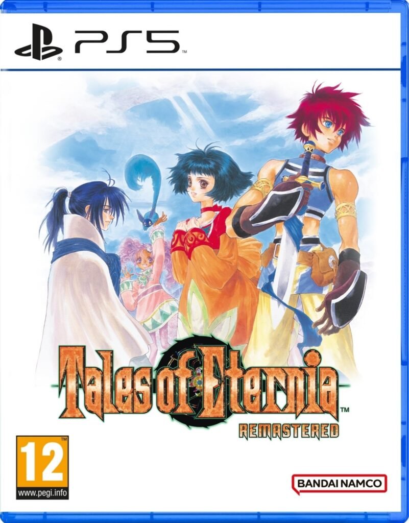 Tales of Eternia Remastered PS5 game cover art featuring main anime characters.