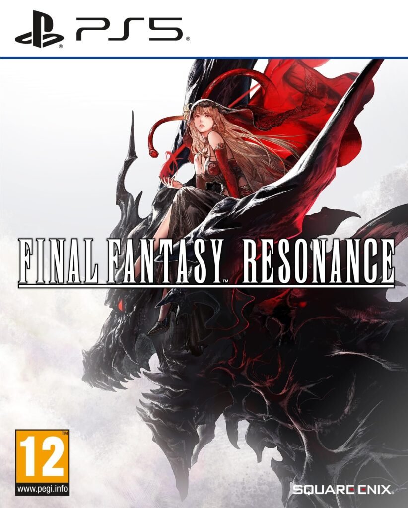 Final Fantasy Resonance PS5 video game box art featuring a female character riding a dark dragon.