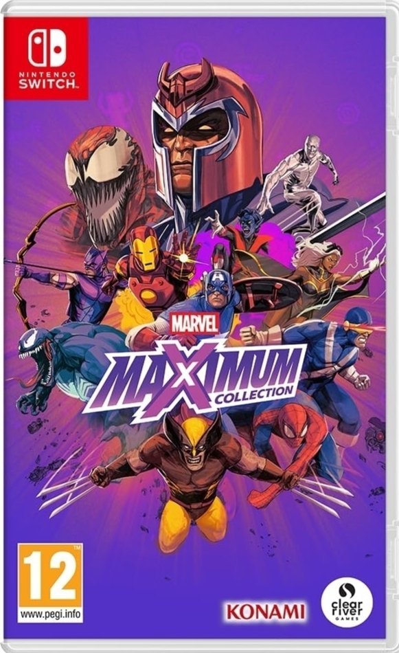 Marvel Maximum Collection Nintendo Switch game box art featuring popular Marvel superheroes.