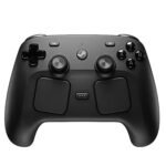 Black wireless gamepad controller for PC gaming with dual thumbsticks, directional pad, and action buttons.