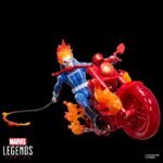 Marvel Legends Series Ghost Rider action figure with flaming Hell Cycle motorcycle and whip accessory.
