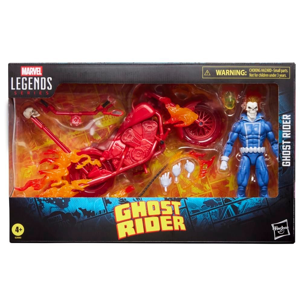 Marvel Legends Series Ghost Rider action figure and motorcycle set in original packaging.