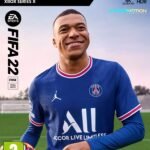 FIFA 22 video game box art for Xbox Series X featuring Kylian Mbappé in a Paris Saint-Germain kit.