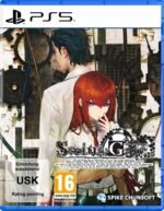 Steins;Gate Re:Boot PS5 game cover featuring characters Rintaro Okabe and Kurisu Makise against a mechanical gear background.