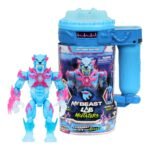 MrBeast Lab Mutators Lightning Panther action figure and blue containment chamber toy set.