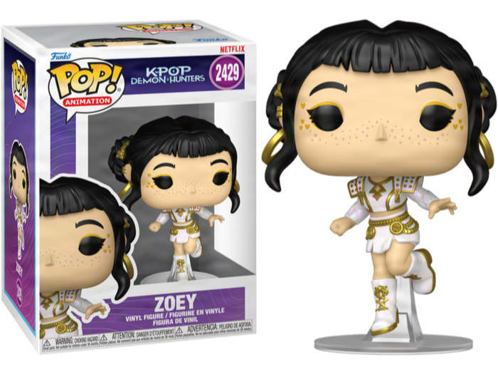 Funko Pop Animation K-Pop: Demon Hunters Zoey vinyl figure 2429 with its original collector box.
