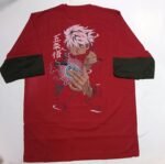 Nekavo Satoru Gojo Graphic T-Shirt (Free Size) (Red) - Image 2